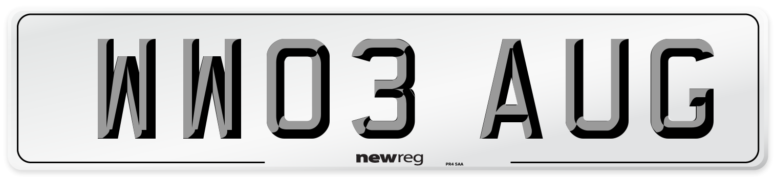 WW03 AUG Number Plate from New Reg